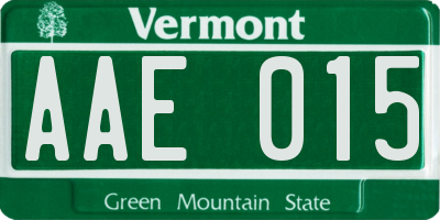 VT license plate AAE015