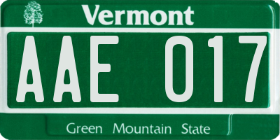 VT license plate AAE017