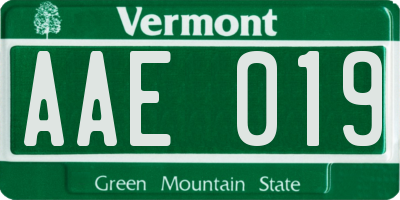 VT license plate AAE019