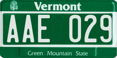 VT license plate AAE029