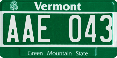 VT license plate AAE043
