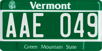 VT license plate AAE049