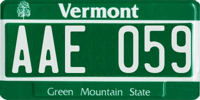 VT license plate AAE059