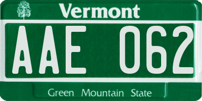 VT license plate AAE062