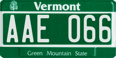 VT license plate AAE066