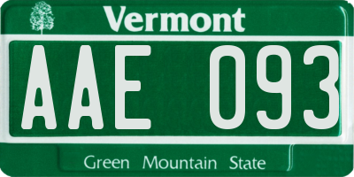 VT license plate AAE093