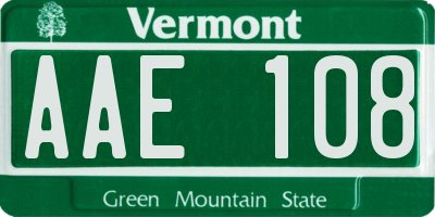 VT license plate AAE108