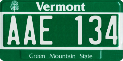 VT license plate AAE134