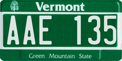 VT license plate AAE135