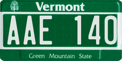 VT license plate AAE140