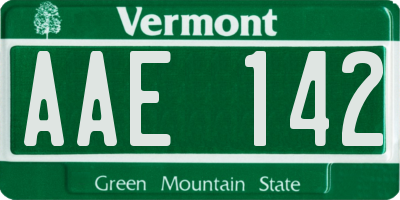 VT license plate AAE142