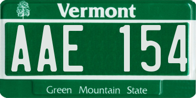 VT license plate AAE154