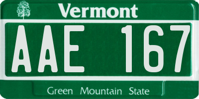 VT license plate AAE167