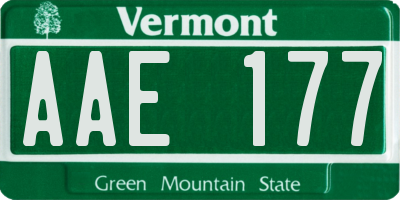 VT license plate AAE177