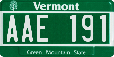 VT license plate AAE191