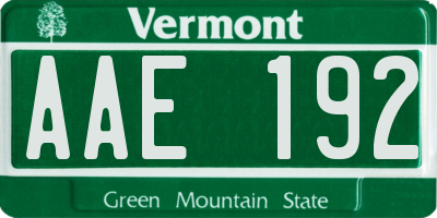 VT license plate AAE192