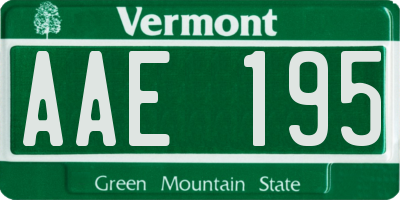 VT license plate AAE195