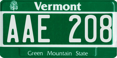 VT license plate AAE208