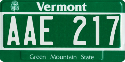 VT license plate AAE217