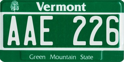 VT license plate AAE226