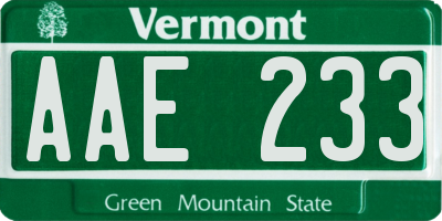 VT license plate AAE233