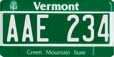 VT license plate AAE234