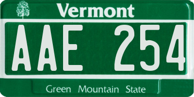 VT license plate AAE254