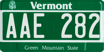 VT license plate AAE282