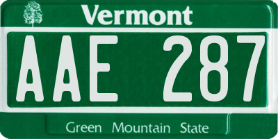 VT license plate AAE287