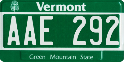 VT license plate AAE292