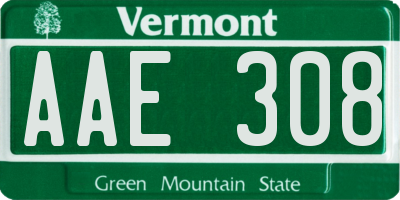 VT license plate AAE308