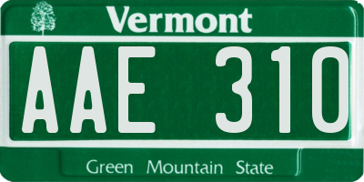 VT license plate AAE310
