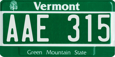VT license plate AAE315