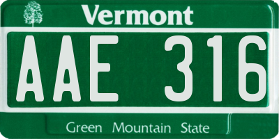 VT license plate AAE316