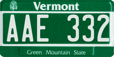 VT license plate AAE332