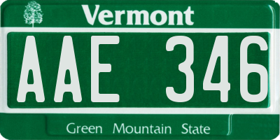 VT license plate AAE346