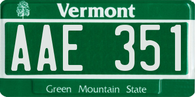 VT license plate AAE351