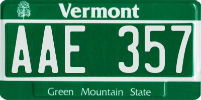 VT license plate AAE357
