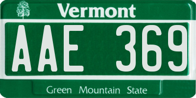 VT license plate AAE369