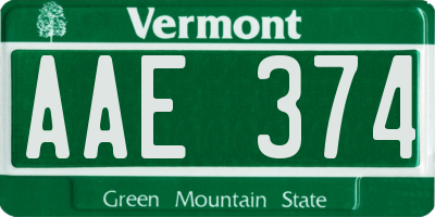 VT license plate AAE374