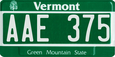 VT license plate AAE375
