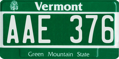 VT license plate AAE376