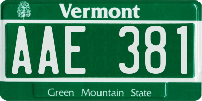 VT license plate AAE381