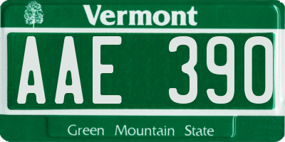 VT license plate AAE390