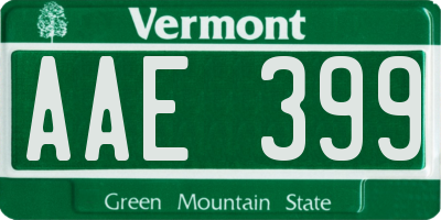 VT license plate AAE399