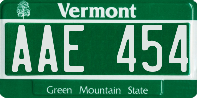 VT license plate AAE454