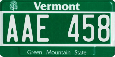 VT license plate AAE458