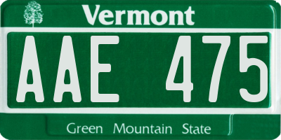 VT license plate AAE475