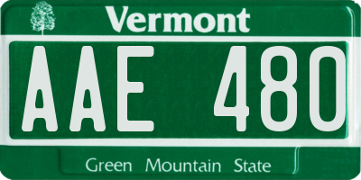 VT license plate AAE480