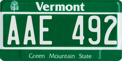 VT license plate AAE492